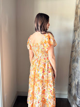 Load image into Gallery viewer, yellow tropical floral midi dress