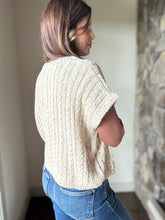 Load image into Gallery viewer, cream fall confetti cable short sleeve sweater