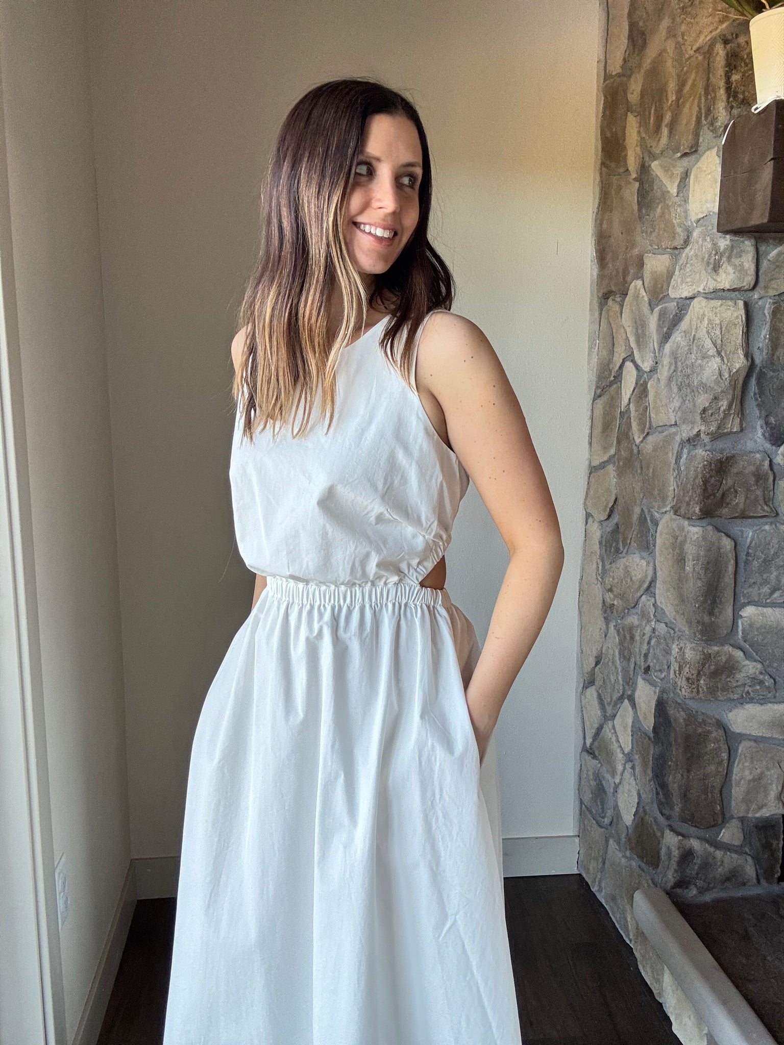 white open back cotton a-line dress Cloth + Stone white open back cotton a-line dress Cloth + Stone