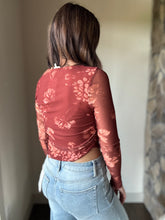 Load image into Gallery viewer, cinnamon floral mesh top