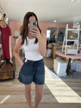 Load image into Gallery viewer, judy blue dark paper bag chambray shorts