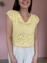 Load image into Gallery viewer, butter yellow crochet top