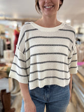 Load image into Gallery viewer, cream + black stripe half sleeve sweater