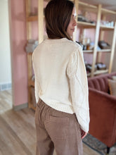 Load image into Gallery viewer, cream embroidered fall floral cardigan