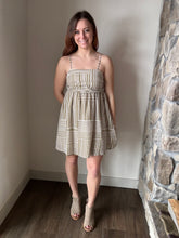 Load image into Gallery viewer, kiele olive +ivory woven striped dress