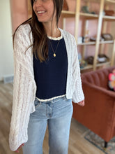 Load image into Gallery viewer, white lightweight cable cardigan