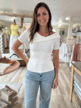 Load image into Gallery viewer, off white asymmetrical twist ribbed top
