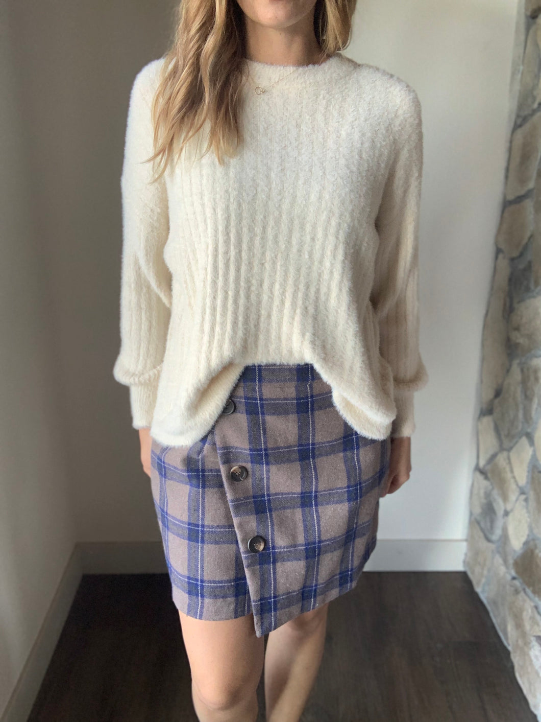 royal button down plaid skirt