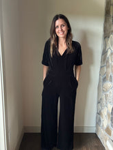 Load image into Gallery viewer, black velvet jumpsuit
