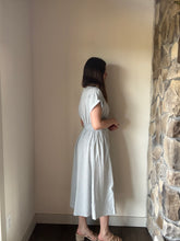 Load image into Gallery viewer, dusty blue button down collared cotton dress