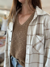 Load image into Gallery viewer, ultra soft cream plaid button down flannel