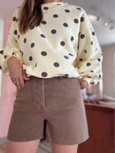 Load image into Gallery viewer, missy butter yellow + brown polka dot sweatshirt