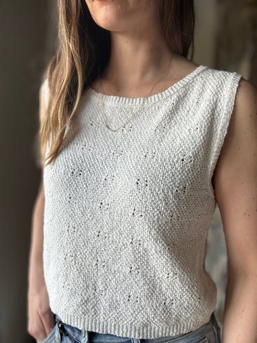 ivory cotton sleeveless pullover sweater
