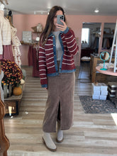 Load image into Gallery viewer, coffee corduroy midi skirt