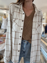 Load image into Gallery viewer, ultra soft cream plaid button down flannel