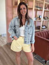 Load image into Gallery viewer, daisy yellow denim shorts