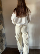 Load image into Gallery viewer, pol beige crochet mix joggers