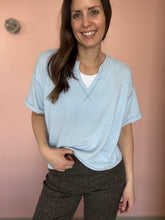 Load image into Gallery viewer, soft blue notch sweater tee