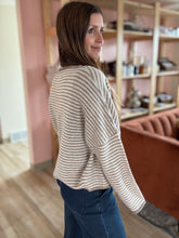 Load image into Gallery viewer, mocha stripe button cardigan