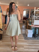 Load image into Gallery viewer, sage stripe cotton mini dress