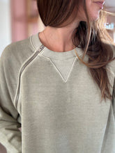 Load image into Gallery viewer, sage shoulder zip sweatshirt