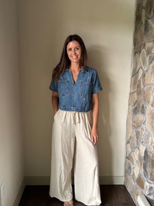 denim collared boxy top
