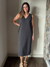 Load image into Gallery viewer, charcoal knit tank midi dress