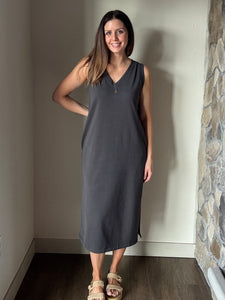 charcoal knit tank midi dress