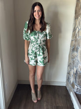 Load image into Gallery viewer, green floral flowy romper