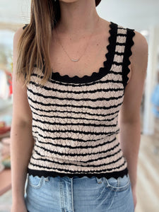 mocha + black stripe sweater knit tank