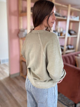 Load image into Gallery viewer, sage shoulder zip sweatshirt