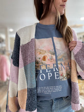 Load image into Gallery viewer, blue + lavender multi check cardigan