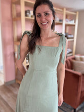 Load image into Gallery viewer, green tie strap midi dress