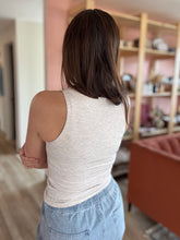 Load image into Gallery viewer, oatmeal v-neck double layer tank