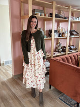 Load image into Gallery viewer, moody olive fuzzy cardigan