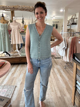 Load image into Gallery viewer, sage button knit vest