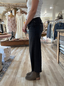 hidden high waist black cropped wide leg pants