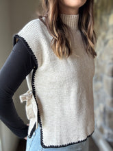 Load image into Gallery viewer, oatmeal mock neck with black trim