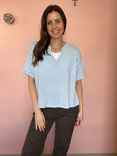 Load image into Gallery viewer, soft blue notch sweater tee