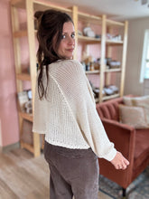 Load image into Gallery viewer, beige cotton cropped cardigan