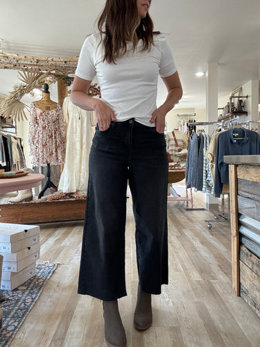 hidden high waist black cropped wide leg pants