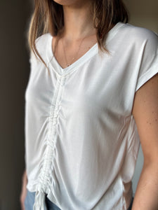off white front ruche modal top