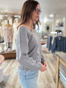 grey asymmetrical soft sweater