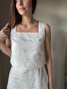 white eyelet cropped tank