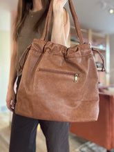 Load image into Gallery viewer, saddle brown soft leather drawstring purse