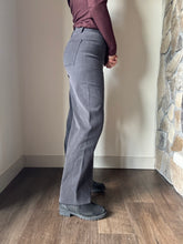 Load image into Gallery viewer, washed black cotton wide leg pants