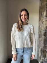 Load image into Gallery viewer, lightweight white waffle sweater