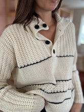 Load image into Gallery viewer, cozy cream + black stripe sweater
