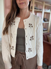 Load image into Gallery viewer, cream embroidered fall floral cardigan