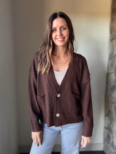 Load image into Gallery viewer, comfy brown button cardigan